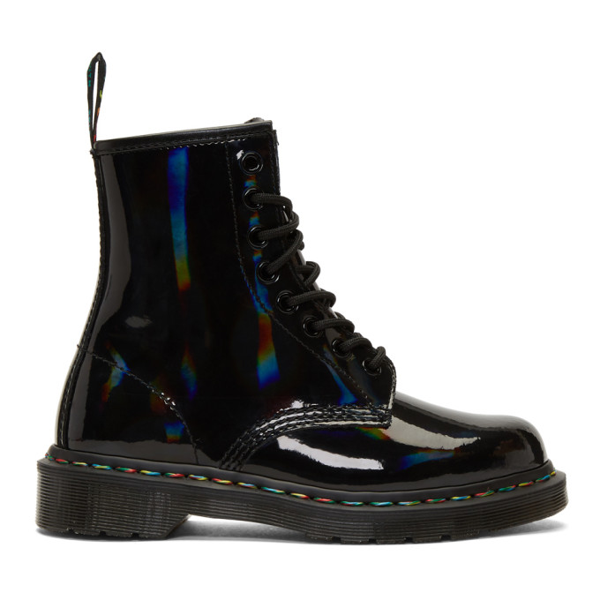 1460 rainbow patent lace up boots