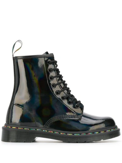 Dr. Martens' 1460 Rainbow Patent Boot In Black