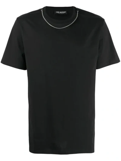 Neil Barrett Cotton Jersey T-shirt W/ Chain Detail In Black