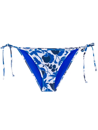 La Doublej Printed Triangle Bikini Top In Wildbird Blu