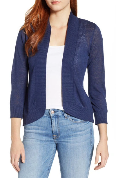 Tommy Bahama Open Front Knitted Linen Cardigan In Island Navy
