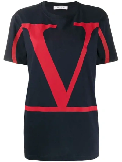 Valentino Logo-print Cotton-jersey T-shirt In Dark Blue