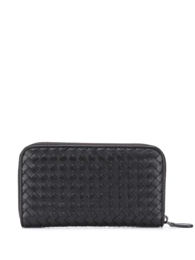 Bottega Veneta Woven Style Wallet In Black