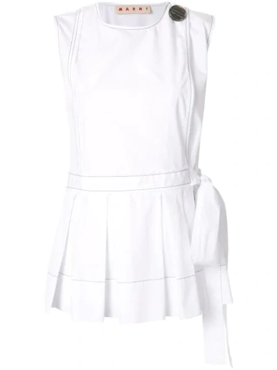 Marni Sleeveless Pleated Top In White