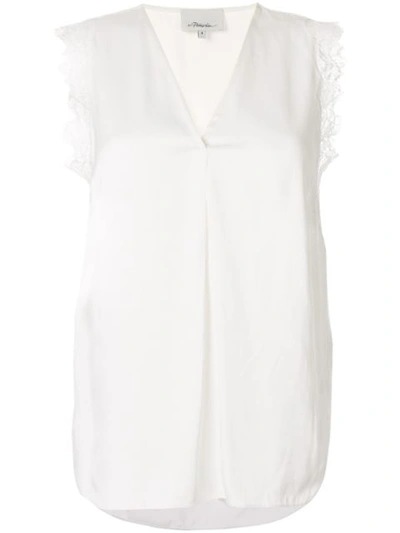 3.1 Phillip Lim Lace Trim V-neck Tank In White