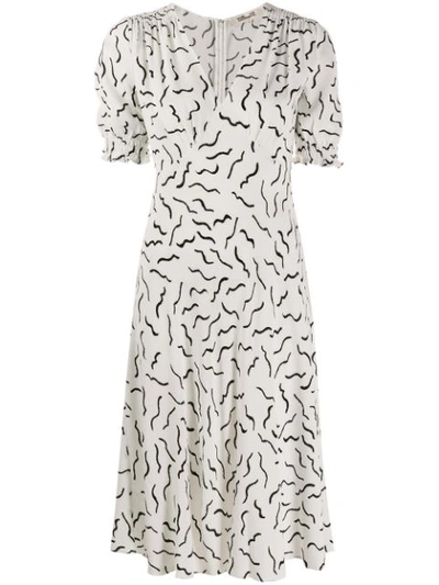 Diane Von Furstenberg Abstract Lines Dress In White