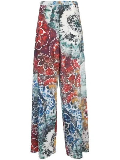 Alice And Olivia Athena Tie-dye Flared Wide-leg Pants In Multicolour