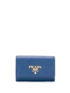 Prada Kartenetui Mit Logo-schild - Blau In Blue
