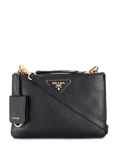 Prada Logo Plaque Clutch Bag - Black