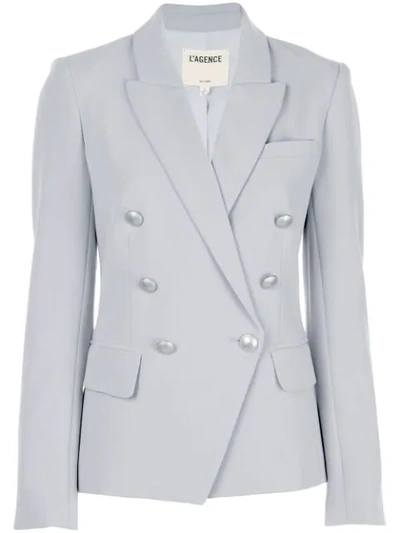L Agence Double-breasted Blazer In Green