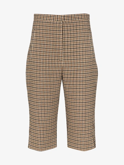 Khaite Ruby Checked Shorts In Brown