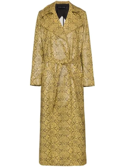 Michael Lo Sordo Snake-print Belted Trench Coat In Yellow