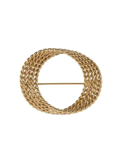 Pre-owned Monet 1970s Wreath Brooch In Gold