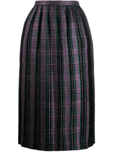 Marco De Vincenzo Checked Pleated Skirt In Green