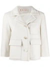 Marni Cropped Fitted Jacket In 00w13 Antique White