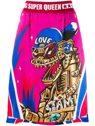 Dolce & Gabbana Super Queen Print Skirt In Pink
