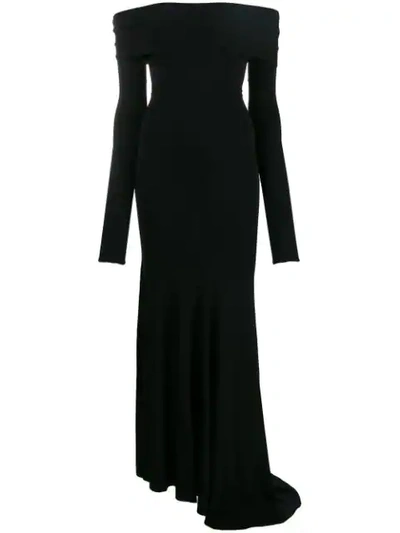 Alexandre Vauthier Bardot Long Sleeve Evening Dress In Black