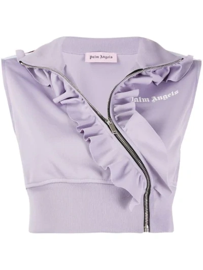 Palm Angels Cropped Ruffle Track Waistcoat In Purple