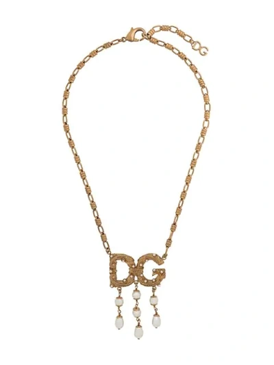 Dolce & Gabbana Logo Pendant Necklace In Gold