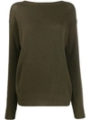 Prada Ribbed Knitted Jersey Top In Green