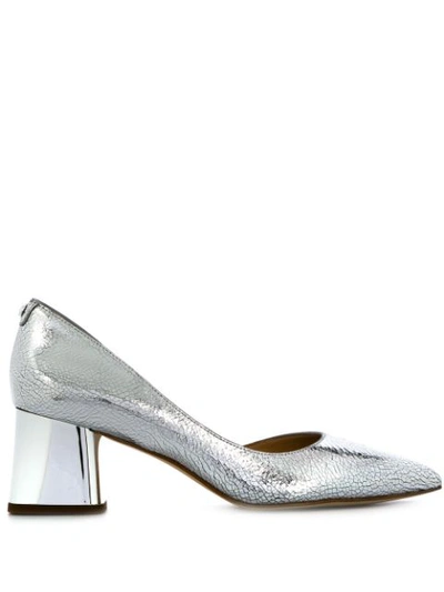 Michael Michael Kors Cracked Leather Pumps In Silver