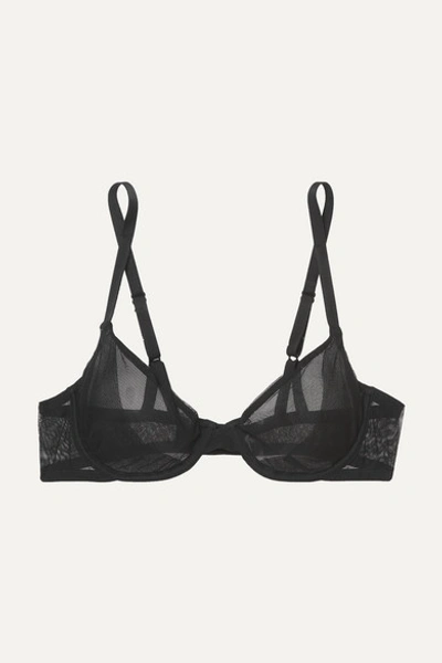 The Great Eros Canova Stretch-tulle Underwired Bra In Black
