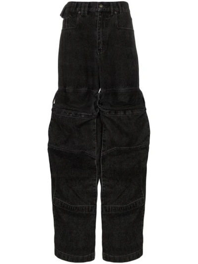 Y/project Cargo Pocket Flared Jeans In Black