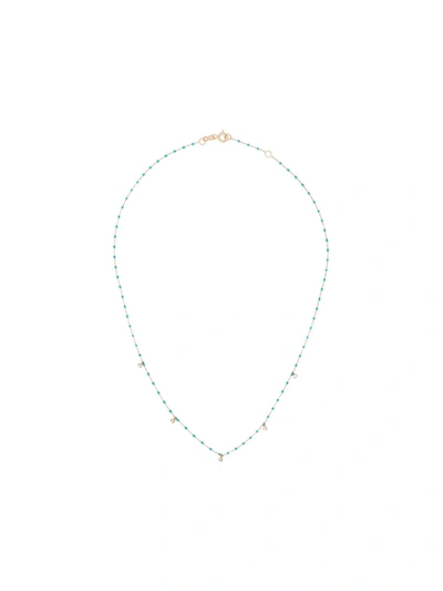 Gigi Clozeau 18k Rose Gold 42 Cm Beaded Diamond Necklace In Green