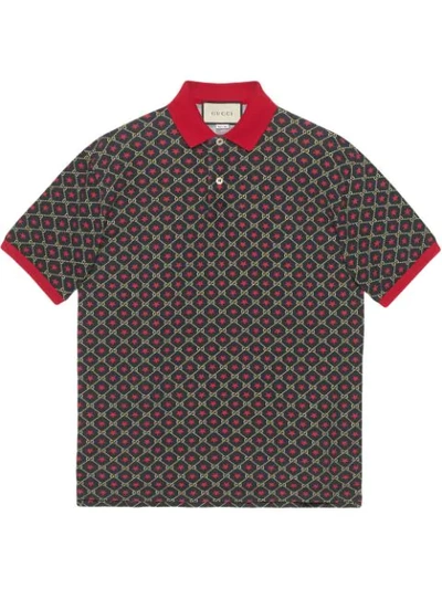Gucci Oversize Polo With Gg Star Print In Black