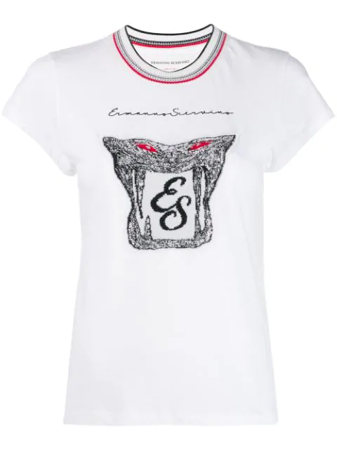 Ermanno Scervino Logo Patch T-shirt In White | ModeSens