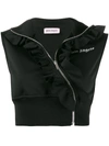 Palm Angels Cropped Ruffle Track Vest In Black