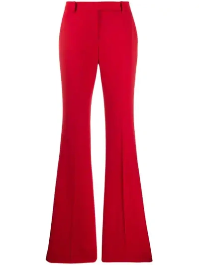 Alexander Mcqueen Red Wool Wide Leg Trousers
