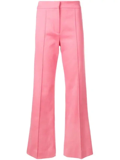 Derek Lam Cropped Pintucked Stretch-cotton Twill Flared Trousers In Pink