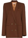 Rejina Pyo Double-breasted Wool Blazer In Rust Brown