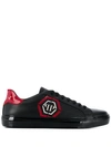 Philipp Plein Logo Contrast Sneakers In 0213 Black / Red