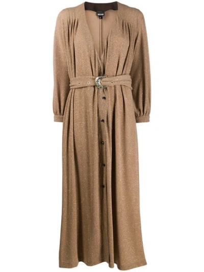 Just Cavalli Belted Glitter Maxi Dress In Neutrals