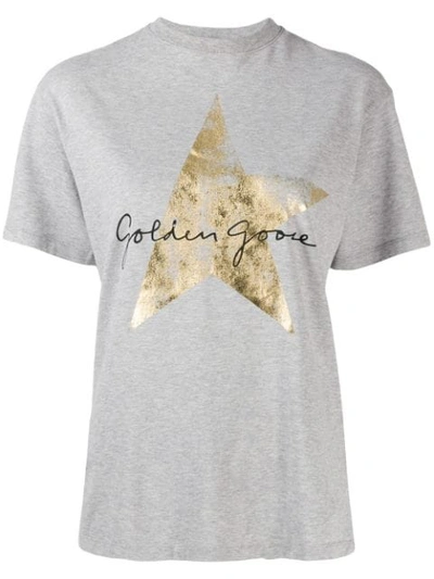 Golden Goose Foil-effect Star-print T-shirt In Grey