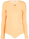 Off-white Logo Print Bodysuit In Orange