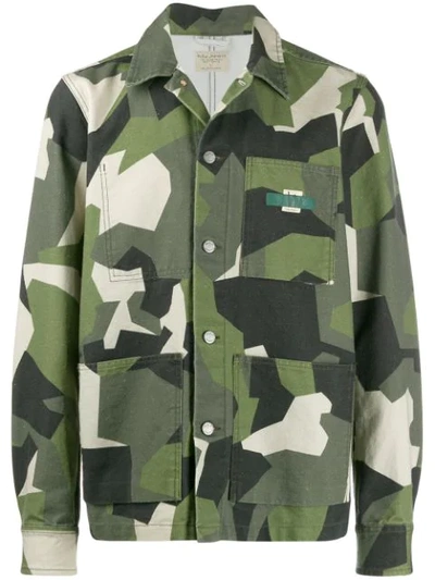 Nudie Jeans Camouflage Print Denim Jacket In Green