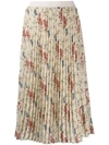Semicouture Pleated Floral Skirt In Neutrals