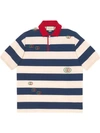 Gucci Logo Embroidered Stripe Short Sleeve Pique Polo In Multicolor