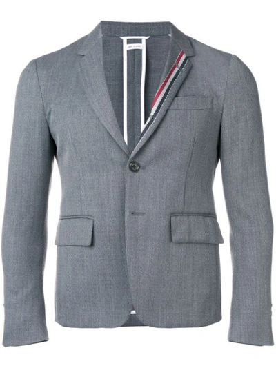 Thom Browne Rwb Stripe Unconstructed Sport Coat In Grey