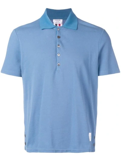 Thom Browne Center-back Stripe Piqué Polo In Blue