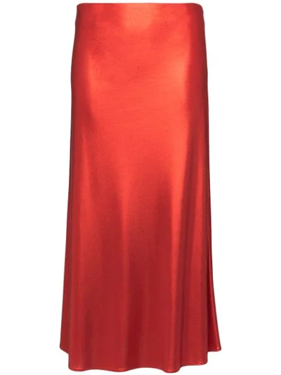 Galvan Valletta Satin Slip Skirt In Red