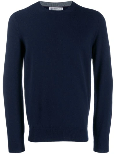 Brunello Cucinelli Cashmere Contrast-lining Jumper - Blue In Blue
