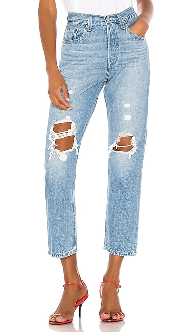 Levi's 501 High Waist Ripped Crop Straight Leg Jeans In Montgomery Patched