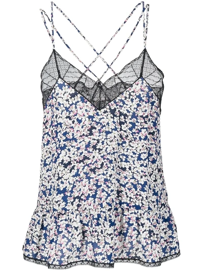 Zadig & Voltaire Womens Bleu De Chine Celest Floral-print Woven Camisole Top Xs In Ecru