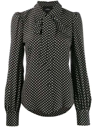 Marc Jacobs The Polka Dot Tieneck Blouse In Black Ivory