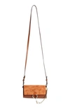 Chloé Mini Faye Suede & Leather Wallet On A Chain In Classic Tobacco