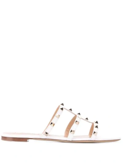 Valentino Garavani Rockstud Leather Slides In White